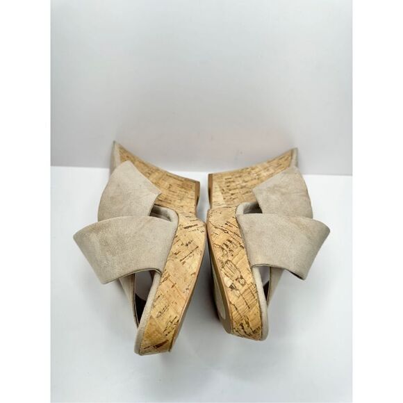 Charles David Sandals Size 12 Womens Tan Crisscross Slip On Wedge Heel Open Toe - Picture 7 of 10